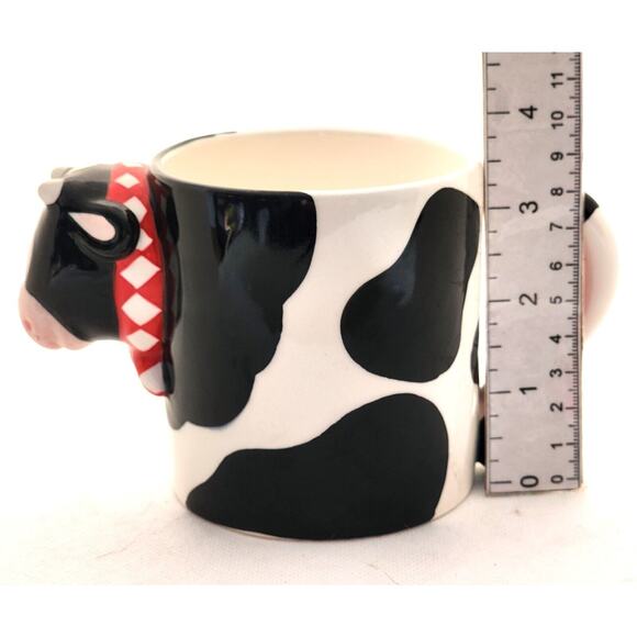 MUG-RUSS-Black & White Cow-3-D Design-Whimsical-Farm Animal-Holds 12 oz - Picture 12 of 14